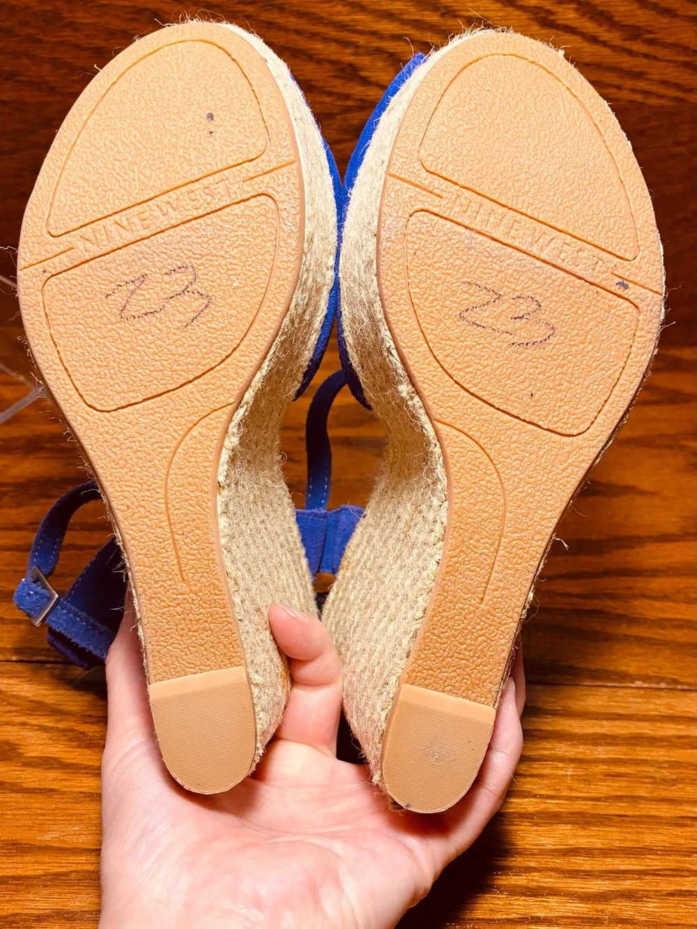 Y2K Nine West Purple Suede Espadrille Platform Wedge Sandals Size 8